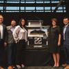 The Raiders and America First Credit Union announce the Small Business Showcase winner, RGD Construction (from left) Dave Nellis (AFCU), Tyler Metzel (AFCU), Dawn Barnes, Tammy Gallegos and Brett Greenwell. 