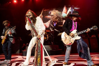 Aerosmith frontman Steven Tyler and lead guitarist Joe Perry perform with the iconic band Wednesday, Sept. 14, 2022, on opening night of the 