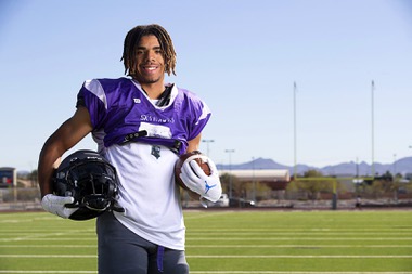 Silverado High School football player Donavyn Pellot poses during practice at the school in Henderson Tuesday, Oct. 25, 2022.