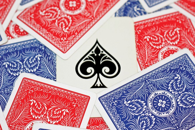 Playing cards Blue and red cards, ace of spades
