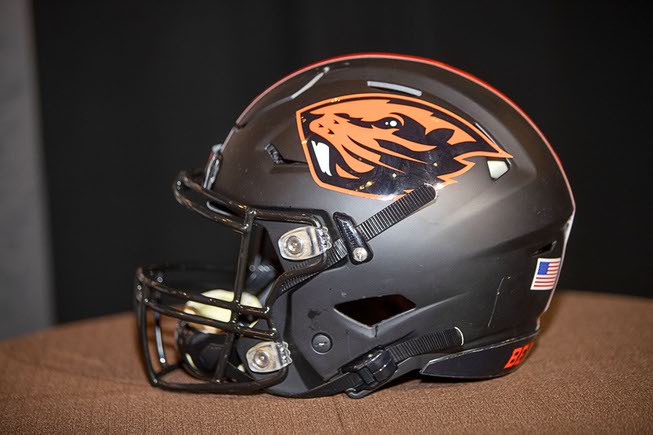 Las Vegas Bowl Preview - A Oregon State Beavers helmet is displayed ...