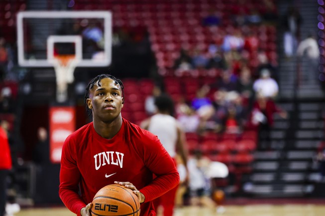 UNLV Rebels guard Jackie Johnson III (24) warms up before ...