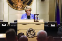 A new marketing campaign aimed at drawing more attention to Las Vegas’ downtown area and small businesses was announced, and an update was provided on the California-involved I-15 widening project as Mayor Carolyn Goodman delivered her annual State of the City address on Thursday night.

