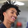 Alijah Adem, a Spring Valley High School basketball point guard, smiles during an interview at J&D Fitness Thursday, March 9, 2023. Adem is recovering after an ACL injury.