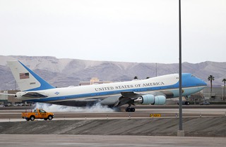 Air Force One lands at Harry Reid International Airport Tuesday, March 14, 2023. STEVE MARCUS
