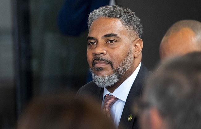 Congressman Steven Horsford, D-Nev., waits for the start of an event with President Joe Biden sat UNLV Wednesday, March 15, 2023.