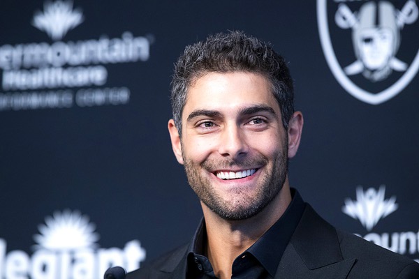 Jimmy Garoppolo is set to be introduced by the Las Vegas Raiders today