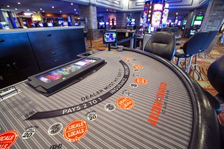A blackjack table is shown at Arizona Charlies Decatur Wednesday, April 12, 2023. The locals casino-hotel will celebrate 35 years of operation with cake and Champagne on Friday, April 28.