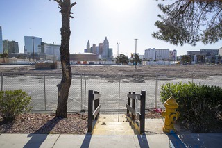 A view of the former Wild Wild West hotel-casino site on Tropicana Avenue, between Polaris Avenue and Dean Martin Dr., Thursday, April 20, 2023. The Oakland Athletics have agreed in principle to purchase the land to build a new ballpark, according team president Dave Kaval.