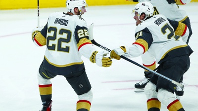 Amadio caps off 2OT road thriller as Golden Knights lead series