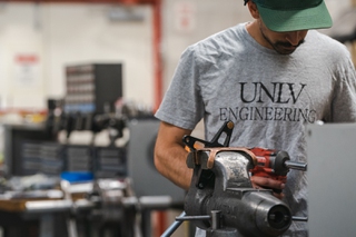 Dhruv Luhar, club president for the Rebel Racing team and a recent graduate of UNLV mechanical engineering. This will be his final competition with the team and as club president. Thursday, May 25, 2023. Brian Ramos
