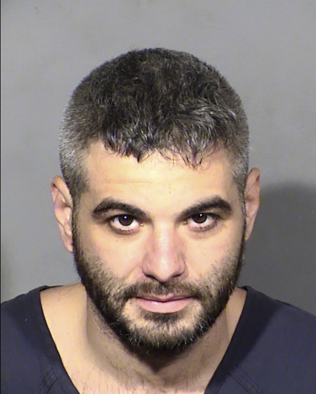 This Clark County Detention Center booking photo shows Anthony Zuccaro, 31, of Las Vegas, following his arrest Saturday, June 17, 2023. Judges in Las Vegas ordered the man accused of threatening mass violence at the parade celebrating the Golden Knights victory in the NHL Stanley Cup championship to remain jailed unless he can post $55,000 bail. Anthony Zuccaro appeared in court Wednesday, June 21, 2023 in separate cases alleging he damaged Nevada State Police vehicles with his motorcycle and threatened to either drive a truck into throngs of hockey fans or use gasoline bombs to injure police and revelers on the Las Vegas Strip. 


