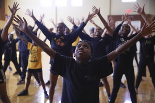 Broadway in the Hood student Austin Rankin, 12, rehearses Brand New Day from the broadway musical The Wiz at The Historic Fifth Street school, downtown, Thursday, June 29, 2023.