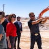 Dave Brown, president of Land Development Associates explains to Sen. Catherine Cortez Masto how the Apex construction site is made up of various warehouses across 7,000 acres, including a 885,000-square-foot Smith's distribution center currently under construction in North Las Vegas on Wednesday, July 5, 2023. Brian Ramos