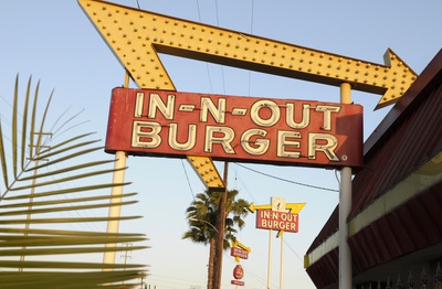 In-N-Out Burger signs fill the skyline on Tuesday, June 8, 2010, in California.