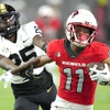 UNLV wide receiver Ricky White (11) runs after making a catch against Vanderbilt during the second half of an NCAA college football game Saturday, Sept. 16, 2023, in Las Vegas.