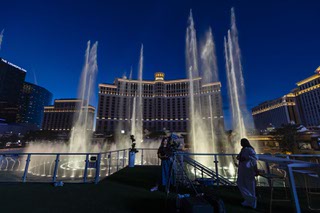 A view from the roof deck of the Bellagio Fountain Club, a viewing area for the Formula 1 race, is shown Tuesday, Nov. 14, 2023.