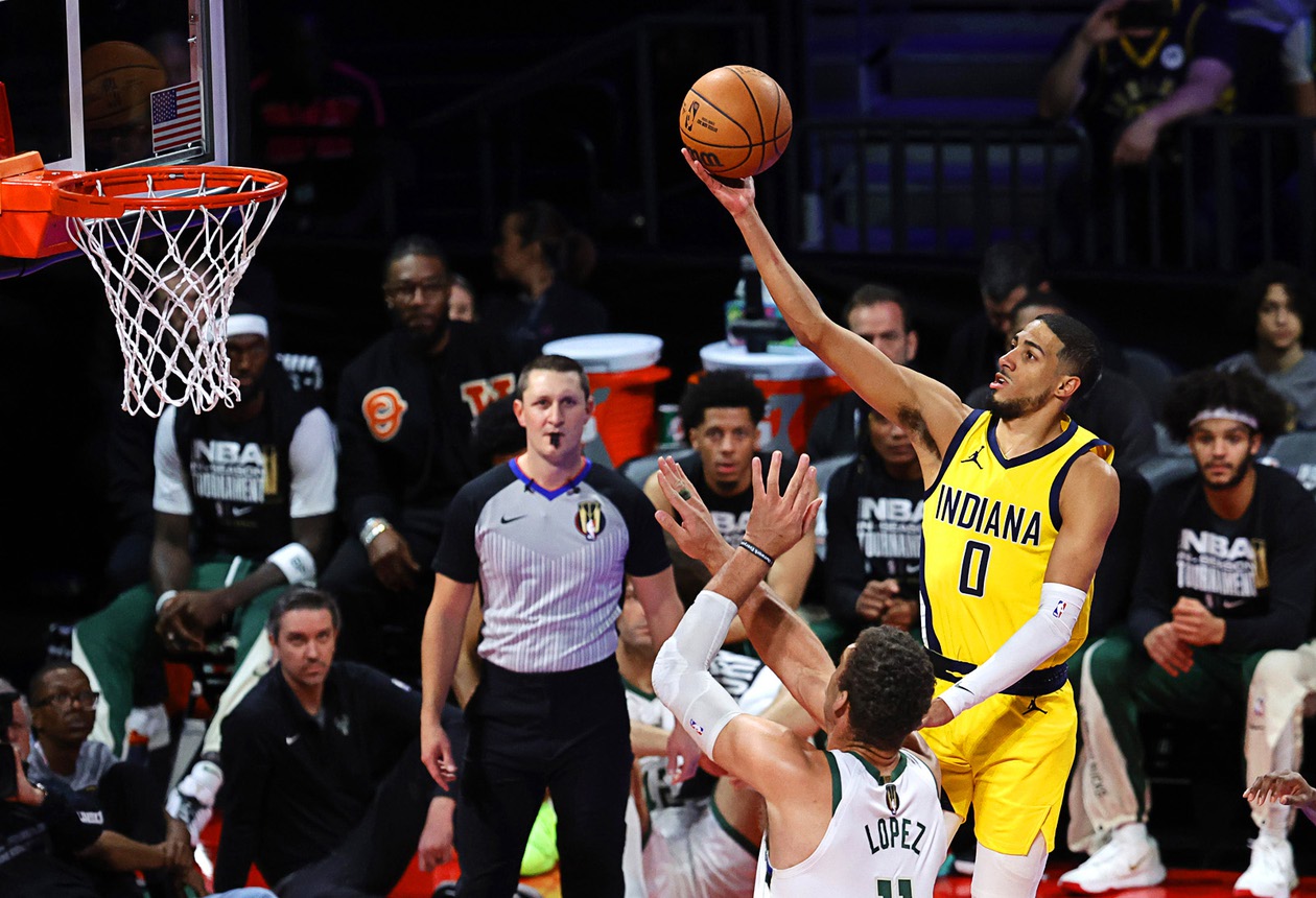 Tyrese Haliburton finished with a team-high 27 points and 15 assists, and center Myles Turner also had a double-double with 26 points and 10 rebounds to continue the young Indiana Pacers' unexpected run to the championship game of the NBA's inaugural In-Season Tournament. ... 