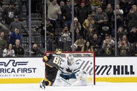 Jonathan Marchessault scored his second goal of the game at 9:23 of the third period to give the Golden Knights a 4-2 lead, but the Sharks scored twice to tie it, capped off by Mike Hoffman's second goal with 38.2 seconds left in regulation to tie it 4-4.