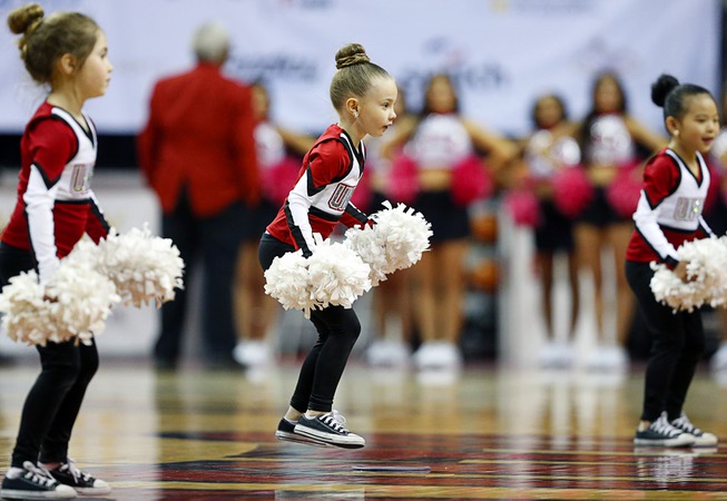 Rebel Dolls perform during an NCAA basketball game between the UNLV Lady Rebels and the San Jose State Spartans at the Thomas & Mack Center in Las Vegas Thursday, Feb. 16, 2023.