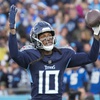 Tennessee Titans wide receiver DeAndre Hopkins (10) celebrates a touchdown against the Indianapolis Colts during the second half of an NFL football game Sunday, Dec. 3, 2023, in Nashville, Tenn.