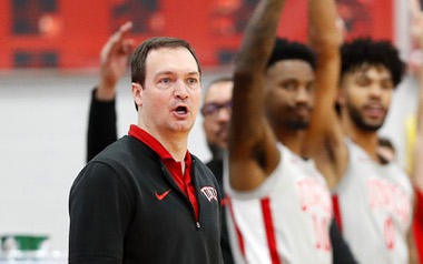 UNLV Rebels head coach Kevin Krugar watches from the sideline during an exhibition game against the Bethesda University Flames at the Cox Pavilion Tuesday, Jan. 2, 2024.