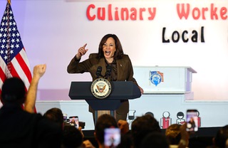 Vice President Kamala Harris speaks to union members at the Culinary Workers Union, Local 226, Wednesday, Jan. 3, 2024.