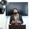 Athar Haseebullah, executive director of the ACLU of Nevada, speaks during a news conference at the ACLU of Nevada offices Friday, Jan. 19, 2024. The news conference addressed questions relating to the release of CCSD Police body-worn camera footage depicting a CCSD police officer tackling and kneeling on a Black teen outside a Las Vegas high school last year.