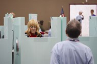 A person votes in Nevada’s presidential preference primary at the Desert Breeze Community Center polling site Tuesday, Feb. 6,&nbsp;2024.