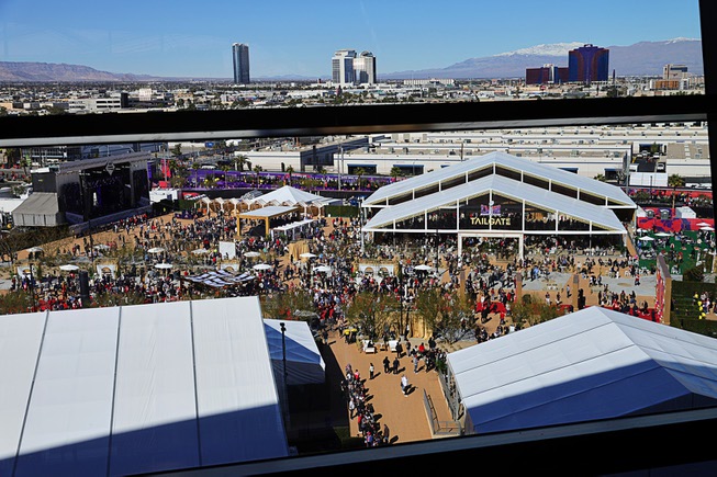 A view of the Tailgate Tent during Super Bowl 58 at Allegiant Stadium Sunday, Feb. 11, 2024, in Las Vegas.