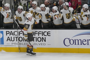 The undrafted 28-year-old forward scored and had an assist in his NHL debut with the Golden Knights for a 4-0 win over the San Jose Sharks at SAP Center on Monday.