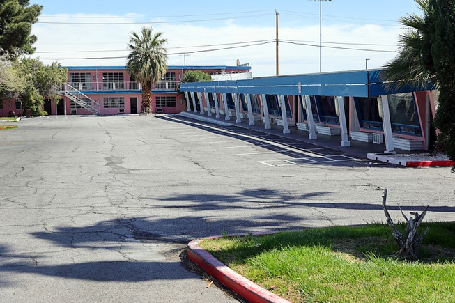 A view of the Diamond Inn Motel on Las Vegas Boulevard South across from Mandalay Bay Thursday, March 12, 2024. A minimum bid of $12.5 million has been set for the 1.36 acre property which includes 237 feet of Las Vegas Strip frontage.