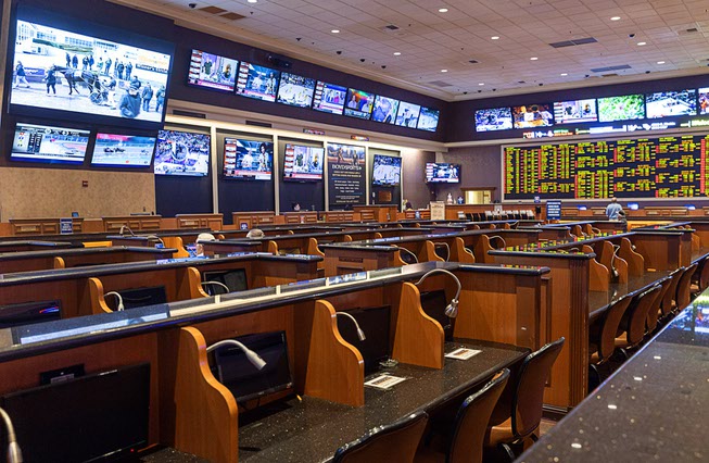A view of the current sports book at the Suncoast in Summerlin Tuesday, March 19, 2024. Boyd Gaming announced a multi-year renovation project for the property during a news conference Tuesday.
