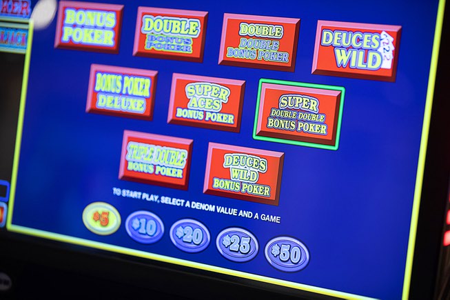 A video poker machine is shown in the new High Limit room at the Suncoast in Summerlin Tuesday, March 19, 2024. Boyd Gaming announced a multi-year renovation project for the property during a news conference Tuesday.
