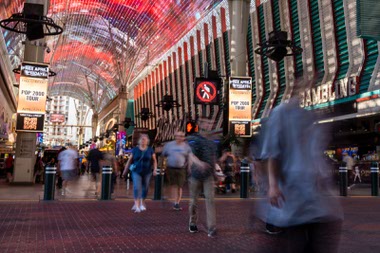 The city of Las Vegas is taking a new approach towards crosswalk signs and is testing an artificial intelligence system that could train crosswalks signs to time themselves. The crosswalk located at Casino Center Blvd and Fremont Street Experience is part of this crosswalk testing in Las Vegas, Nevada, Tuesday, March 19, 2024.