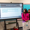 Fifth grade students at Fay Herron Elementary School pitch a business idea for a chair to help lift special needs patients during a Shark Tank style panel, Thursday March 21, 2024. This city-wide competition called Swimming with the Big Fish is sponsored by Junior Achievement of Southern Nevada and will award 3 finalists with scholarships during a final round at Fontainebleau.