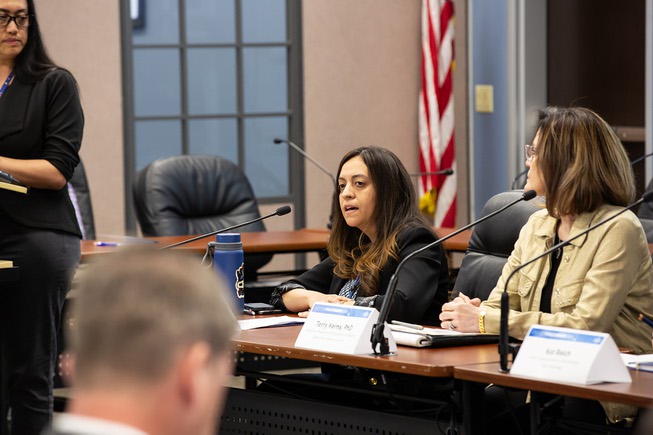 Victoria Hughes, communicable disease supervisor with SNHD, makes a few remarks regarding the drug overdose burden here in Clark Country during the Southern Nevada Health District’s State of Public Health address Tuesday April 2, 2024.