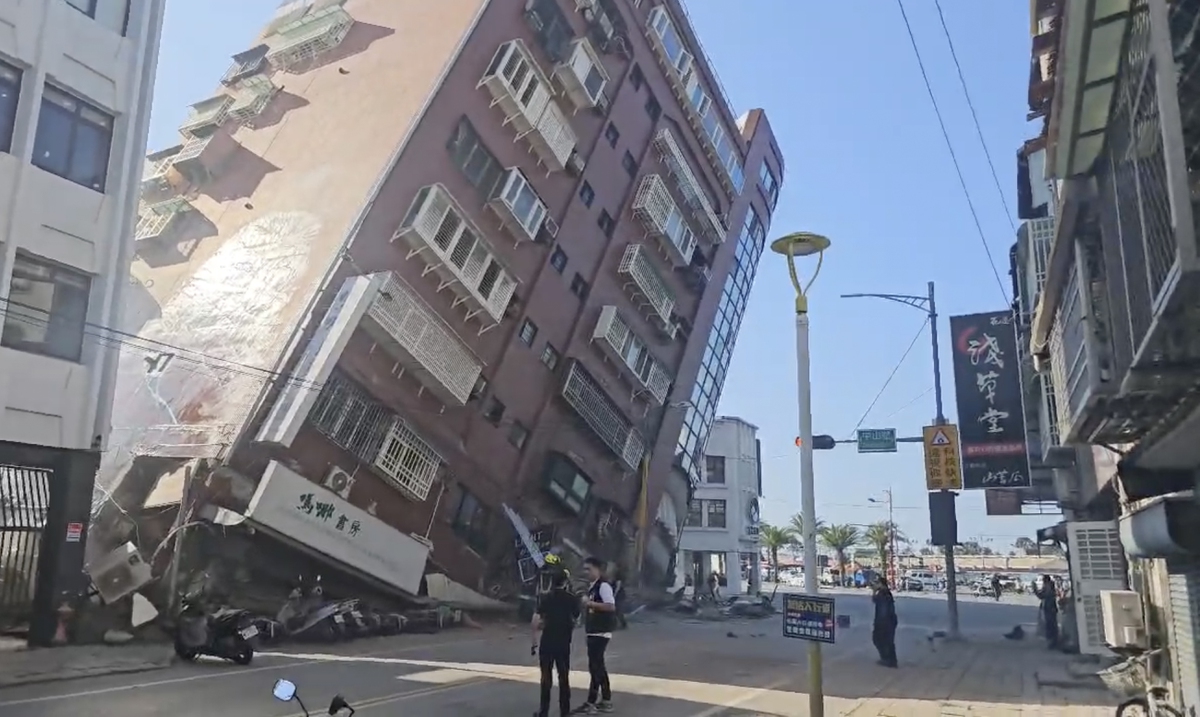 Taiwan's strongest earthquake in nearly 25 years damages buildings and causes a small tsunami