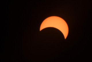 A view of a partial solar eclipse Monday, April 8, 2024 in Las Vegas.