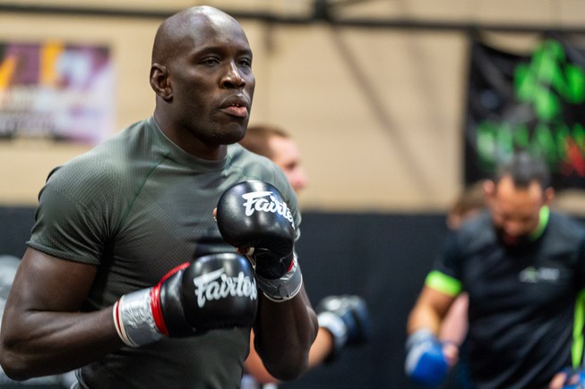 Sadibou Sy seen training at Xtreme Couture in Las Vegas Monday, April 8, 2024. Now a Light Heavyweight, Sy is scheduled to start the 2024 season against Josh Silveira at The Theatre at Virgin Hotels on April 12.