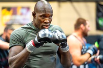 Sadibou Sy, pictured training Monday at Xtreme Couture in Las Vegas, is slated to fight Josh Silveira tonight at The Theatre at Virgin Hotels. Sy, ...