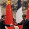 French President Emmanuel Macron, left, shakes hands with Chinese President Xi Jinping after meeting the press at the Great Hall of the People in Beijing, Thursday, April 6, 2023. Xi will start his Europe tour in Paris on May 6-7, 2024, meeting with Macron, who has been stressing the idea of European strategic autonomy from the U.S. 


