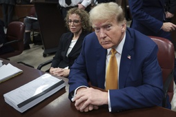 Former President Donald Trump sits in Manhattan Criminal Court on Tuesday, May 7, 2024 in New York. 


