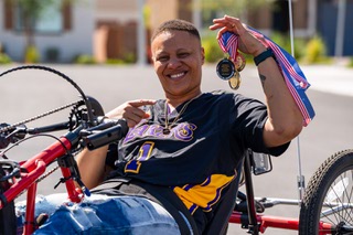 Three Veterans from Southern Nevada participated in a winter sports clinic for disabled veterans in Colorado. Letoi Adams is one of the former Army veterans that will take part in Alpine skiing, sled hockey, and several other sports activities alongside 400 fellow disable Veterans in North Las Vegas, Nevada on Tuesday, April 9, 2024.