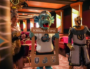 Tessie, center, is the mascot of the newly formed Knight Monsters, an ECHL affiliate of the Vegas Golden Knights in Stateline.