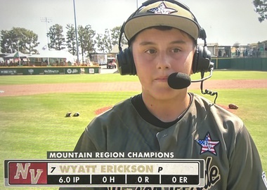 Paseo Verde Little League pitcher Wyatt Erickson is interviewed on ESPN after leading the Henderson squad to the Little League World Series. Erickson was masterful in pitching a no-hitter.