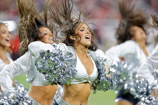 Raiderettes perform during the first half of an NFL preseason football game between the Las Vegas Raiders and the San Francisco 49ers at Allegiant Stadium Friday, Aug. 23, 2024.