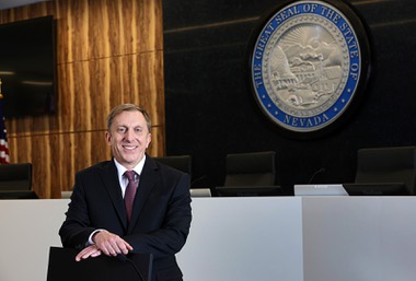 David Behar, executive officer of the Nevada State Contractors Board (NSCB), poses in the boardroom at the NSCB office Tuesday, Aug. 27, 2024.