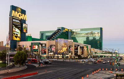 An exterior view of the MGM Grand hotel-casino Tuesday, Aug. 27, 2024. 