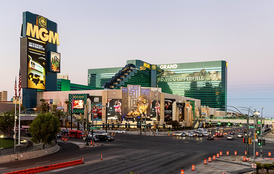 An exterior view of the MGM Grand hotel-casino Tuesday, Aug. 27, 2024. 